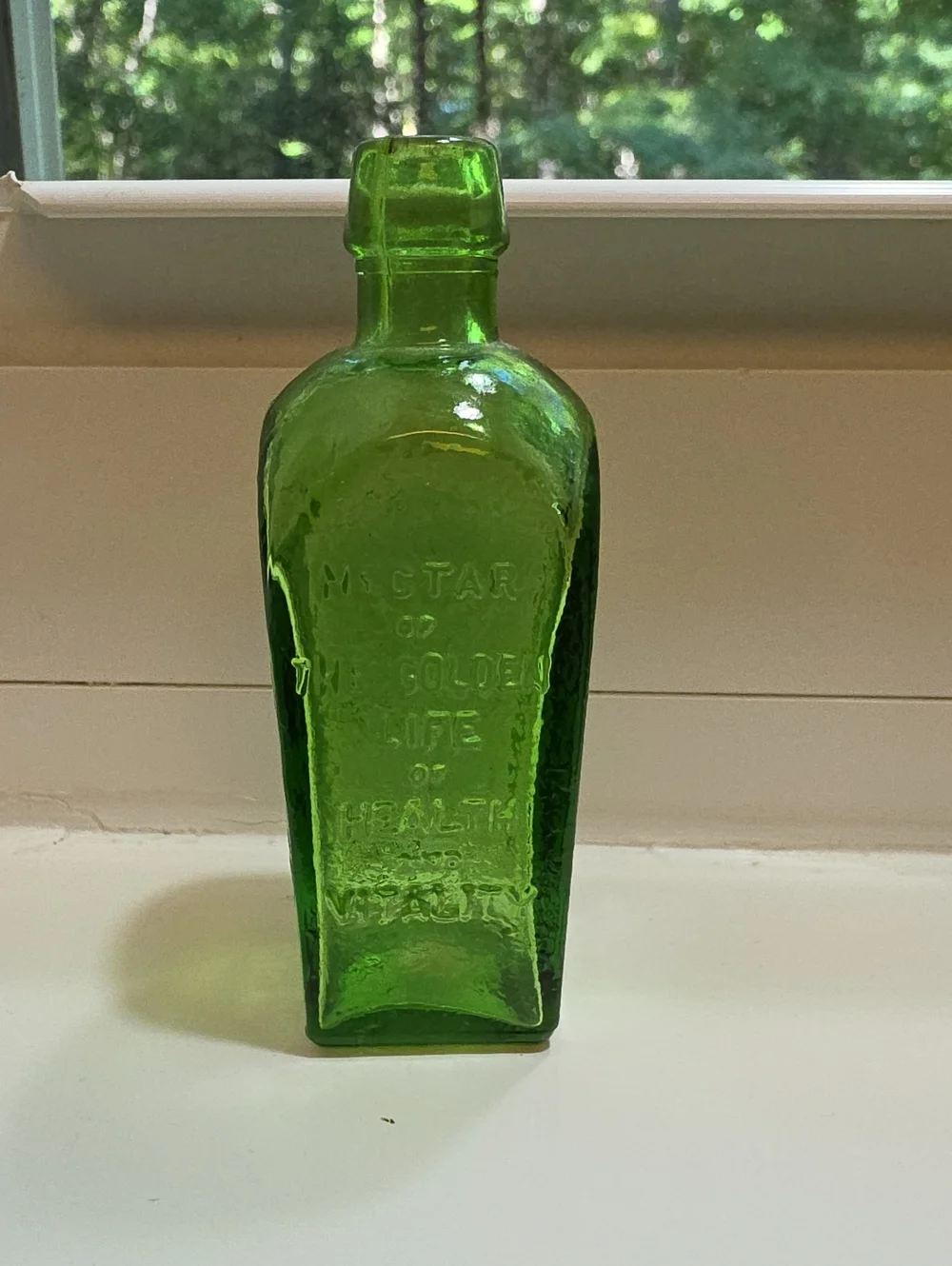 Vintage Green and Amber Miniature Decorative Glass Bottles - Home Accents